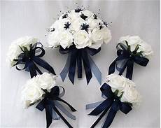 Navy Blue Wedding Flower Ideas by Wedding Flowers Brides With 4 Bridesmaids Posy Bouquets Navy Blue Wedding Flower Ideas
