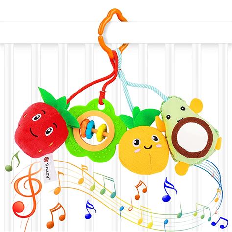 SNOWIE SOFT® Baby Soft Hanging Rattle Crinkle Squeaky Toy Car Seat ...