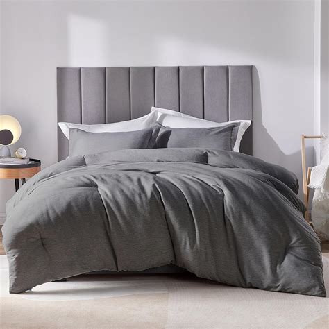 Amazon.com: CozyLux Full Size Comforter Set - 3 Pieces Dark Grey Soft ...