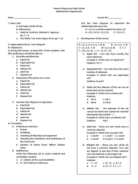 Image result for Math Lesson On Sets