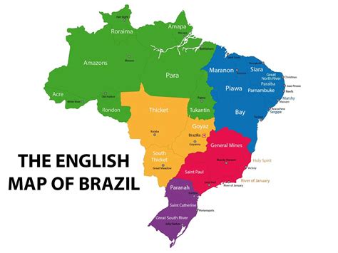 Brazil Map / Map Of Brazil Brazil Map Designed In Illustration With 26 States Colored In Bri ...