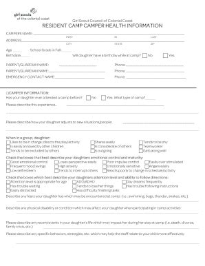 Fillable Online gsccc Girl health examination record - Girl Scouts of ...