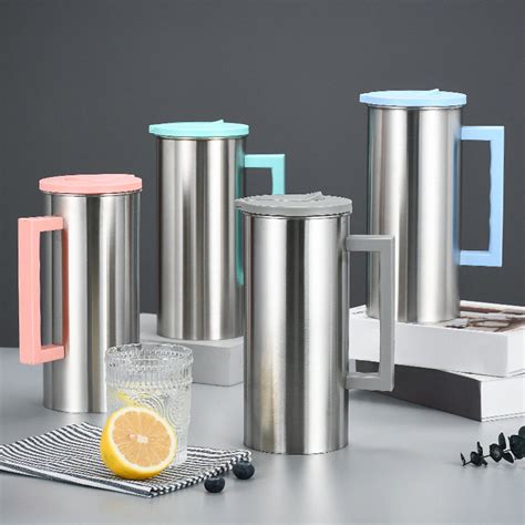 Kdkad Stainless Steel Pitcher-60oz Water Pitcher with Lid&Handle,Large ...