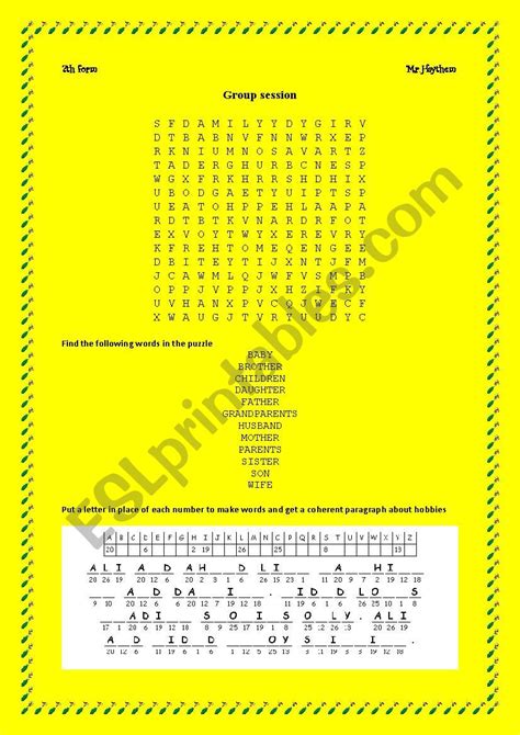 Family Members Ages and Hobbies Worksheet 的图像结果