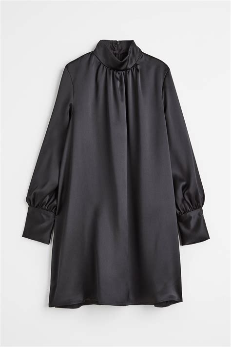 Satin dress - Black - Ladies | H&M IN