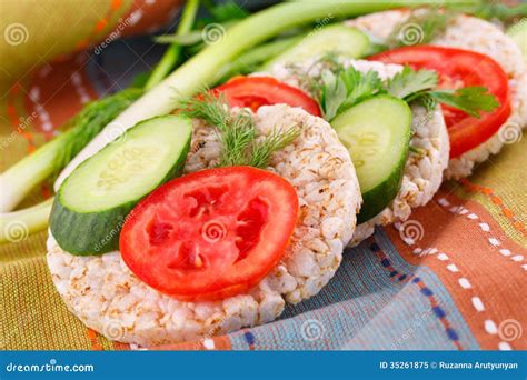 Puffed Rice Crackers Sandwiches Stock Image - Image of appetizer ...