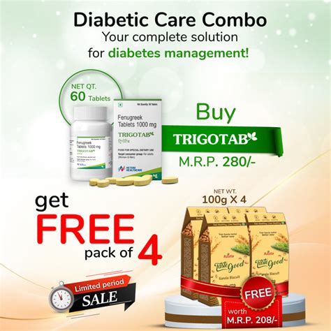 Diabetic Care Combo - Trigotab Fenugreek Tablets (60) - Get FREE Taste ...