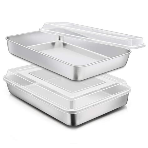 E-far Stainless Steel Baking Pan with Lid, 12? x 9¾ x 2 Inch Rectangle ...