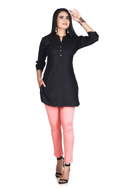 Buy Hemnir Rayon Indian Readymade Trailcut Short (Pathani) Kurti/Kurta ...