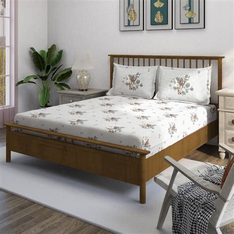 Buy SWAYAM Ananda Cotton 210TC Floral Print 3Pcs Queen Bedsheet Set ...