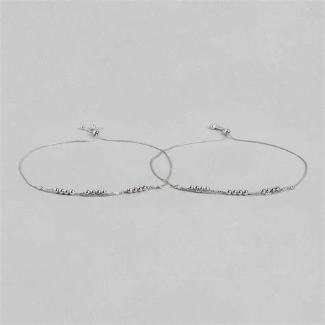 Buy Ballroom Rhodium-Plated Silver Anklet with Box Chain – Zavya