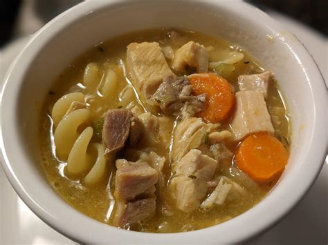 Leftovers turkey noodle. I boiled the whole turkey carcass for a few ...
