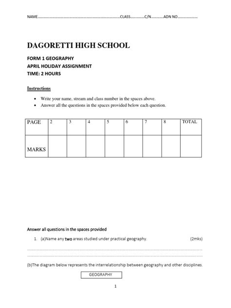 Image result for Form 1 Geography Test