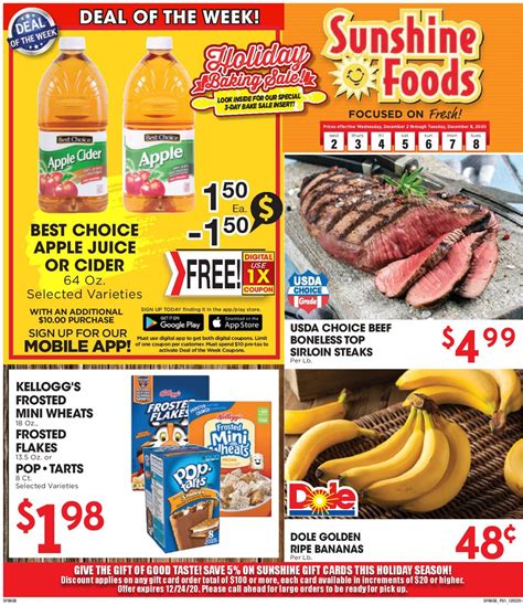 Sunshine Foods Ad Circular - 12/02 - 12/08/2020 | Rabato