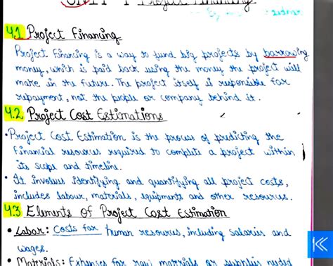 PME Unit 4 - Lecture Notes on Project Financing and Cost Estimation ...