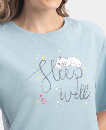 Buy Super Combed Cotton Drop Shoulder Styled Curved Hem Printed Lounge ...