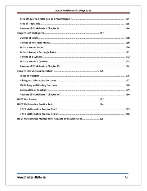 Image result for HiSET Math Formula Sheet