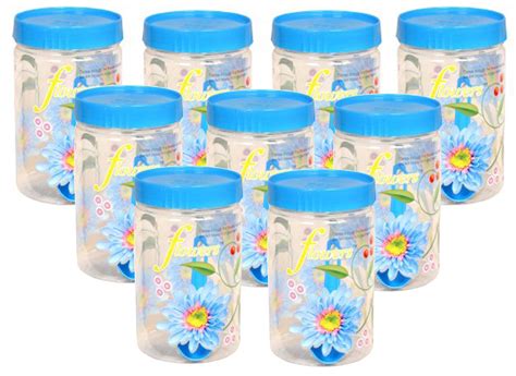 Buy Kuber Industries 9 Piece Plastic Container Set, 1100ml, Blue Online ...