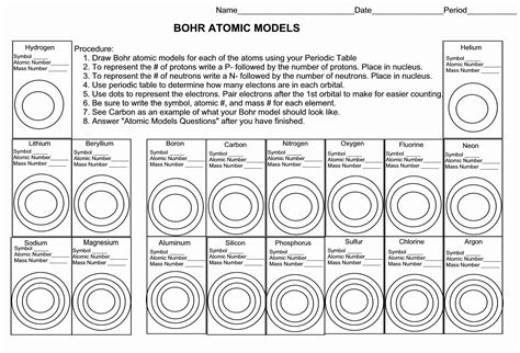 Image result for Bohr Model Practice Worksheet Answer Key