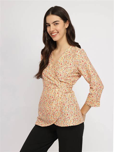 Wrap Pleated Top - Yellow