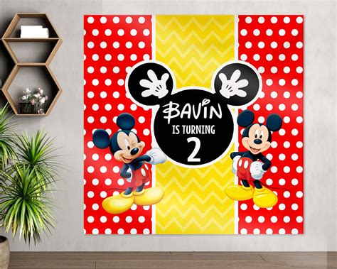 Mickey Mouse Square Backdrop | Birthday party decoration online – Party ...