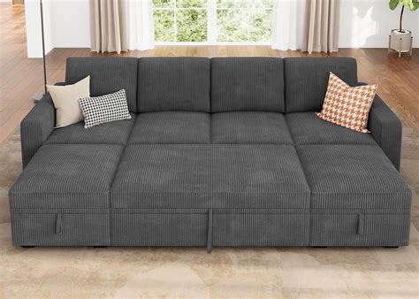 Brandclub - HONBAY Modular Sectional Sleeper Sofa Bed, Corduroy Pull ...