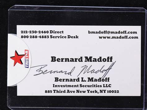 Bernie Madoff Signed Business Card (TriStar) | Pristine Auction