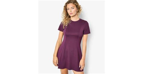 Apricot Dark Purple Fit & Flare Ponti Dress | New Look