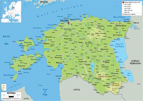 Large size Physical Map of Estonia - Worldometer