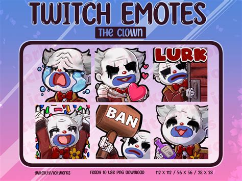 The Clown Jeffrey Hawk Chibi Cute Twitch Emotes Set of 6 DBD - Etsy