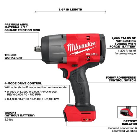 M18 FUEL™ 1/2" High Torque Impact Wrench w/Friction Ring & Grease Gun ...