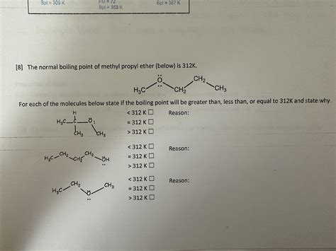 Solved [8] The normal boiling point of methyl propyl ether | Chegg.com