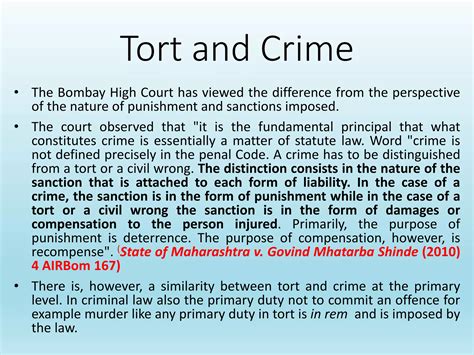 An Introduction to Law of Torts: Meaning, Nature and Essential elements | PPTX
