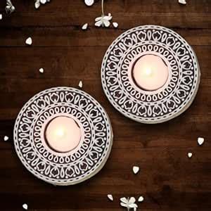 Buy Divyakosh Wooden Block Print Tea Light Candle Holders for Diwali ...