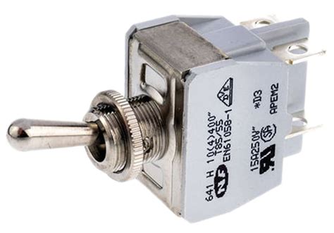 641H/2K APEM | APEM Toggle Switch, Panel Mount, On-Off, DPDT, Solder ...