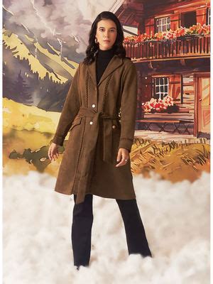 Buy Lakshita Women's Olive Solid Winter Coat (S) Online