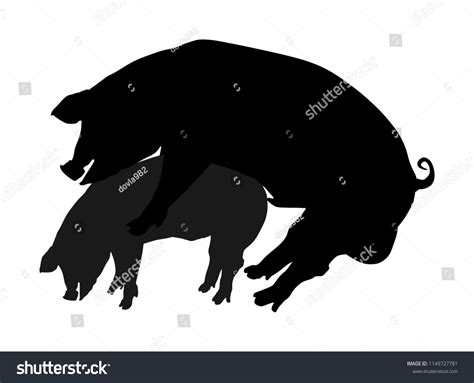 Pig Sex Vector Silhouette Illustration Pigs: vector de stock (libre de regalías) 1149727781