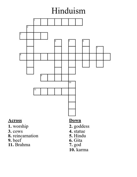 Hinduism Crossword - WordMint