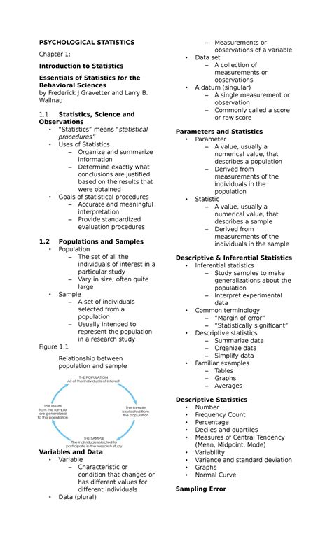 Psychological Statistics - PSYCHOLOGICAL STATISTICS Chapter 1 ...