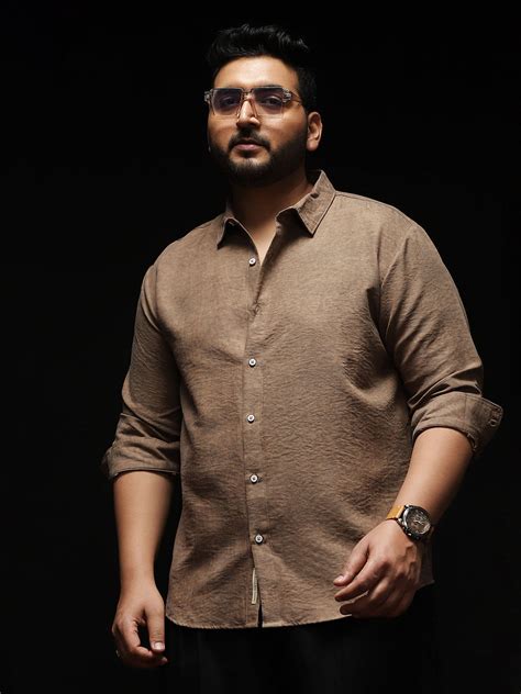 Instafab Plus Men's Sand Beige Grazed-Fade Imprint Shirt