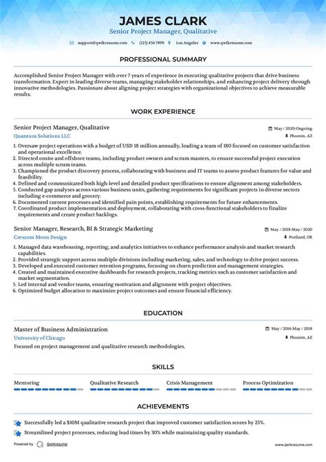 10+ Senior Project Manager Resume Samples & Templates for 2025