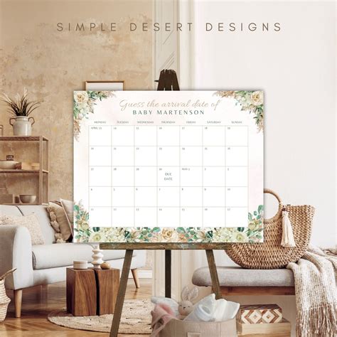Gender Neutral Floral Due Date Calendar – Simple Desert Designs