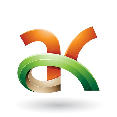 Premium Vector | Orange and Green 3d Bold Curvy Letter A and K Vector Illustration