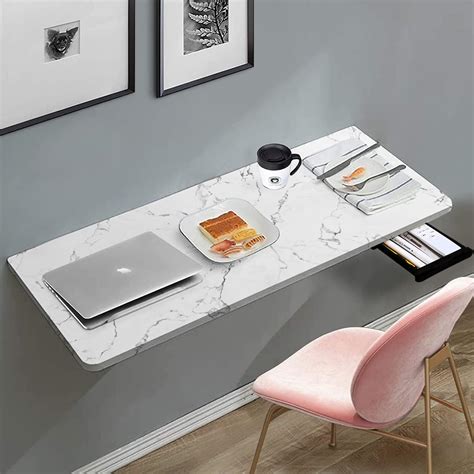 Torche 16X31.5 Inches Marble Finish Wall Mounted Table| Wall Mount ...