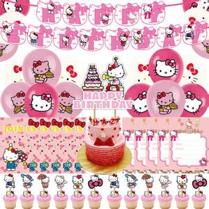 Jual Hello Kitty Theme Party Decoration Sanrio Anime Pull The Flag Cake ...