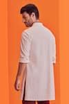 Buy Off White Cotton, Poly Blend Textured Short Kurta For Men by S&N By ...