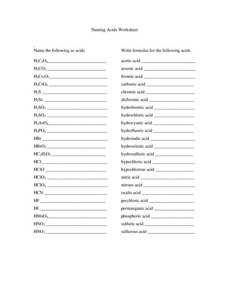 Naming Acids Worksheet Chemistry If8766