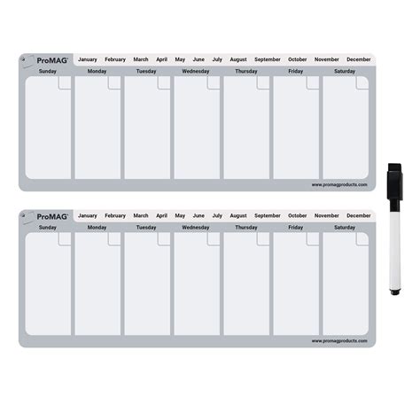 Flexible Magnets - 4.25 x 11 Inches Weekly Dry Erase Magnetic Calendar ...