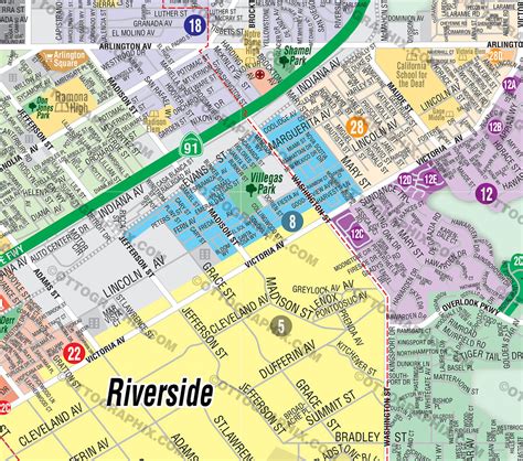 Riverside City Map, CA (3 versions: Full, West, East) – Otto Maps