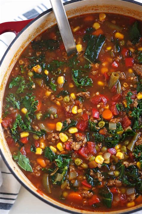 One Pot Spicy Sausage and Kale Soup - Eat Yourself Skinny